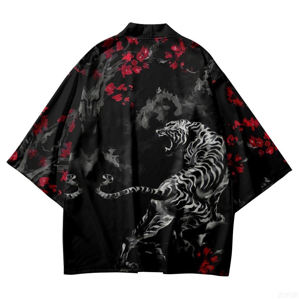 Haori Japanese Jacket - Kimono noir à col ouvert pour