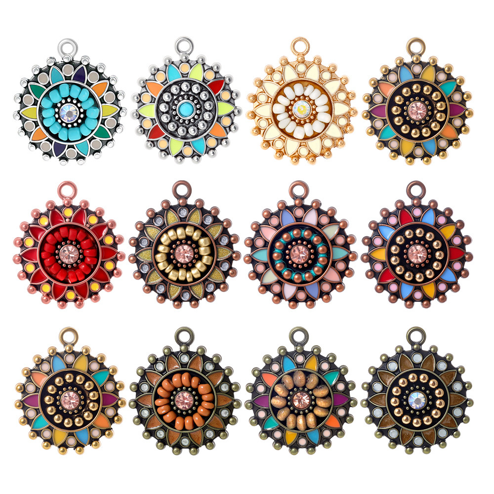 Ethnic Fashion For Ladies - Breloques et pendentifs ronds émaillés ethniques