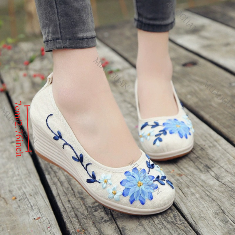 Ethnic Fashion For Ladies - Chaussures compensées brodées confortables pour femmes,