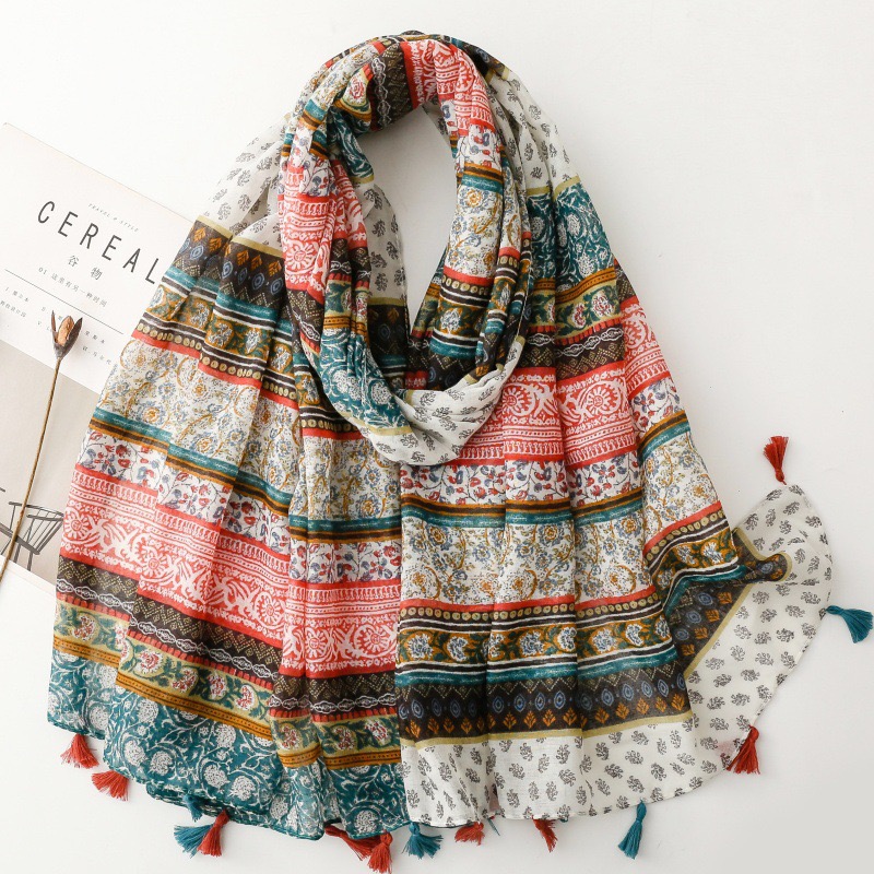 Ethnic Fashion For Ladies - Mode bohème ethnique Floral Viscose châle