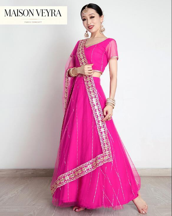 Saree Georgette Women - Sari indien pour femme, broderie, georgette,