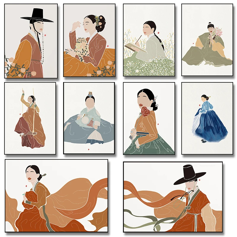 Hanbok Modern Set - Affiches et imprimés d'art Hanbok Boho