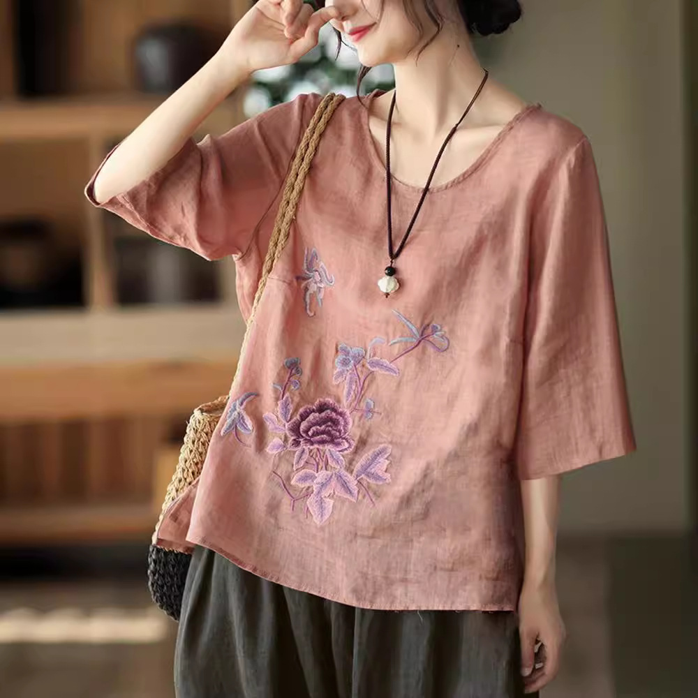 Chemisier d'été rétro en coton - Ethnic Fashion For Ladies avis et prix