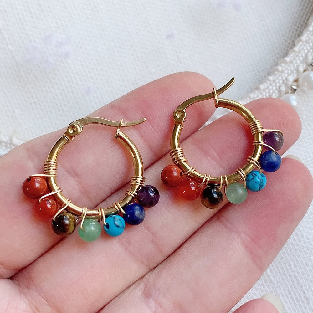 Boucles d'oreilles en pierre n - Aura Ethnic Fashion avis et prix